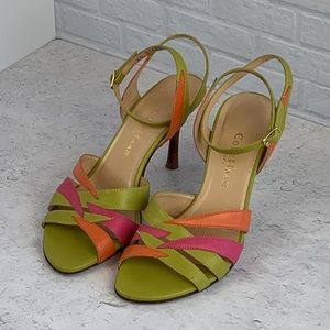 Cole Haan City Colorful Tropical Ankle Strap Party Heels Strappy Dress Sandals